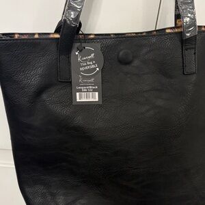 K Carroll Black / Leopard Reversible Women's Tote